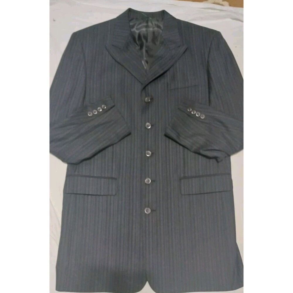 Vitalianno Suit Coat 38R31W  Black/Blue Pin Stripe Jacket Blazer